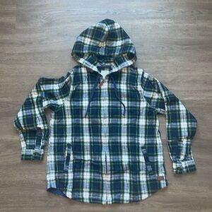 Women's Scotch Plaid Flannel Shirt, Relaxed Zip Hoodie - Small (6-8)
